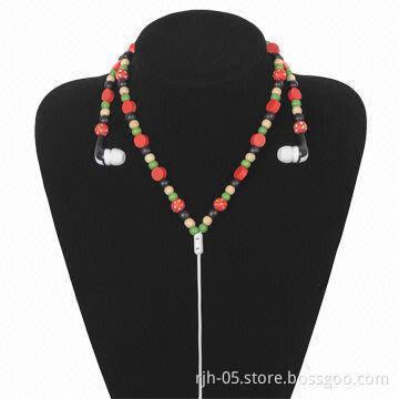 Jewelry Necklace Earphones with Mic and Magnet Closure